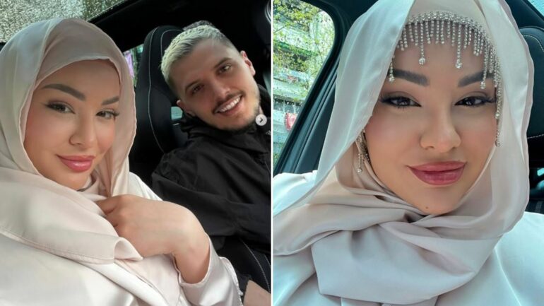 FOTO/ Sara Gjordeni vesh hixhab dhe martohet në xhami në muajin e Ramazanit me Bardhin