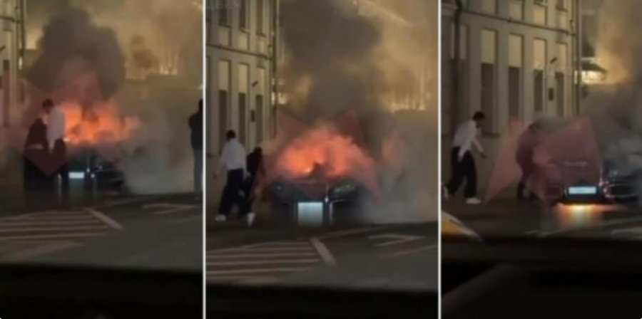 VIDEO/ Shpërthen në flakë një limuzinë luksoze Aurus në Moskë, mendohet të jetë e Putinit