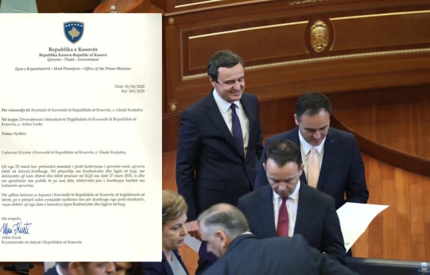 Albin Kurti jep dorëheqjen nga posti i kryeministrit të Kosovës (Dokumenti)