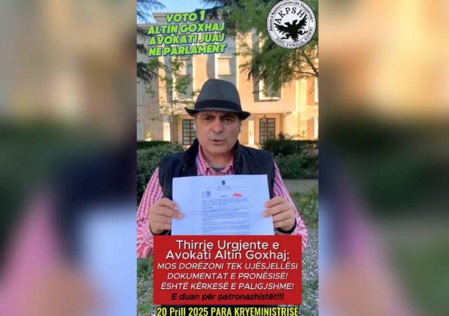 Altin Goxhaj-qytetarëve: Mos i dorëzoni kopje të ID-së dhe dokumentave të pronësisë patronazhistave të UKT-së