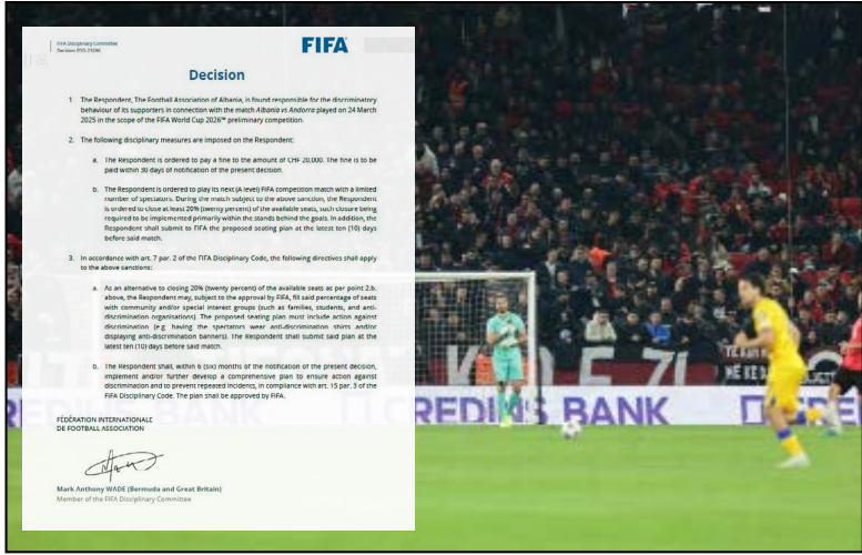 FIFA i mbyll Shqipërisë 20% të stadiumit për ndeshjen me Serbinë, shkak sjellja e tifozëve