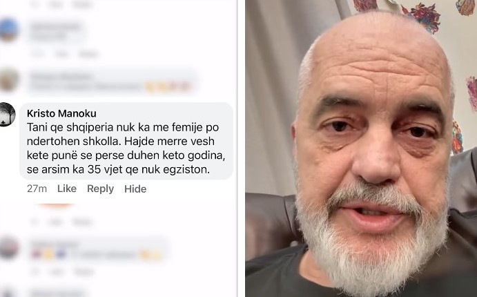 ‘Tani që s’ka fëmijë, po ndërtohen shkolla’, Rama i përgjigjet komentuesit: Janë çerek milioni, 238 mijë fëmijë i marrin librat falas dhe 1250 euro do shkojë paga e mësuesve