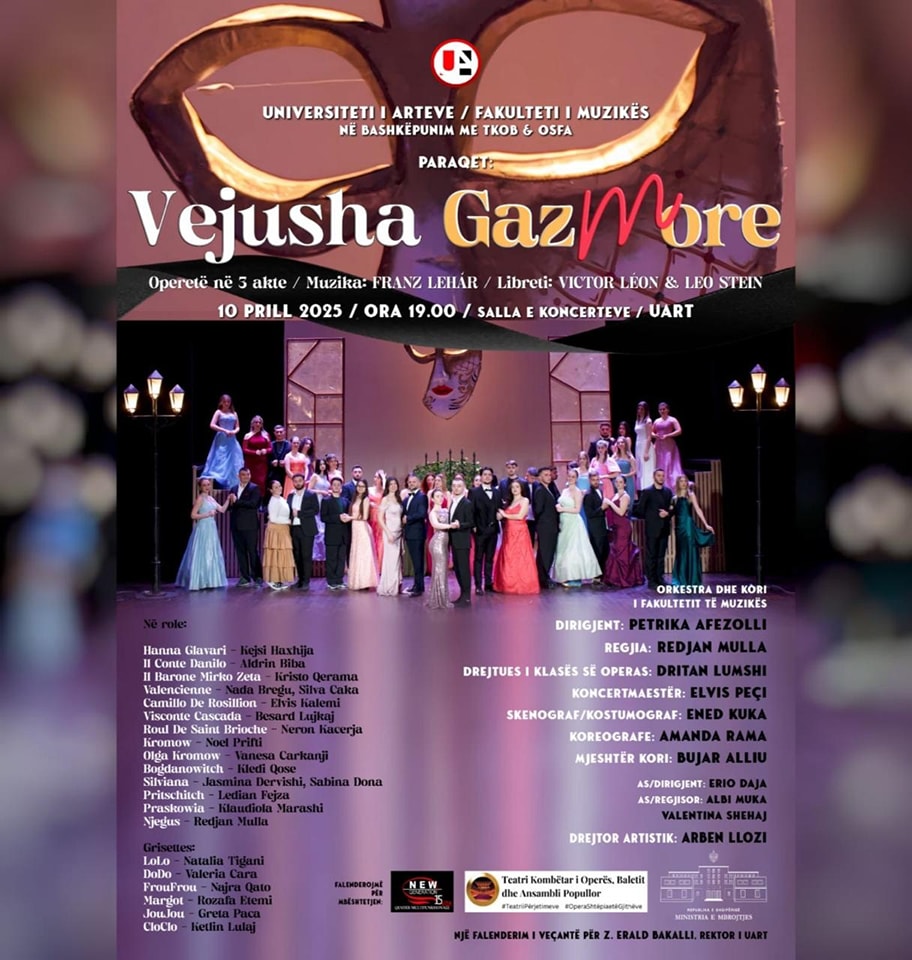 “Vejusha gazmore” në skenë, hera e parë që Universiteti i Arteve- Fakulteti i Muzikës bën një produksion të…