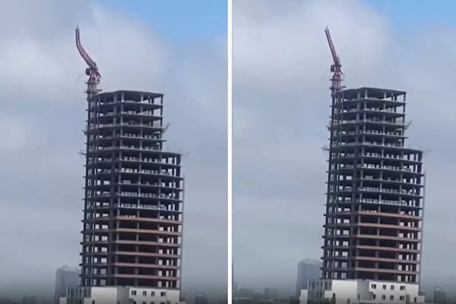 VIDEO/ Pamje të frikshme nga Stambolli i goditur nga tërmeti, vinçi lëkundet në majën e pallatit gjigant