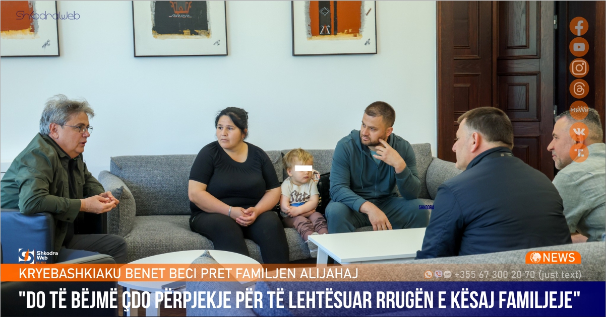 “Çdo përpjekje për të lehtësuar rrugën e kësaj familjeje”, Benet Beci pret në zyrë nënën dhe 3 jetimët e saj…