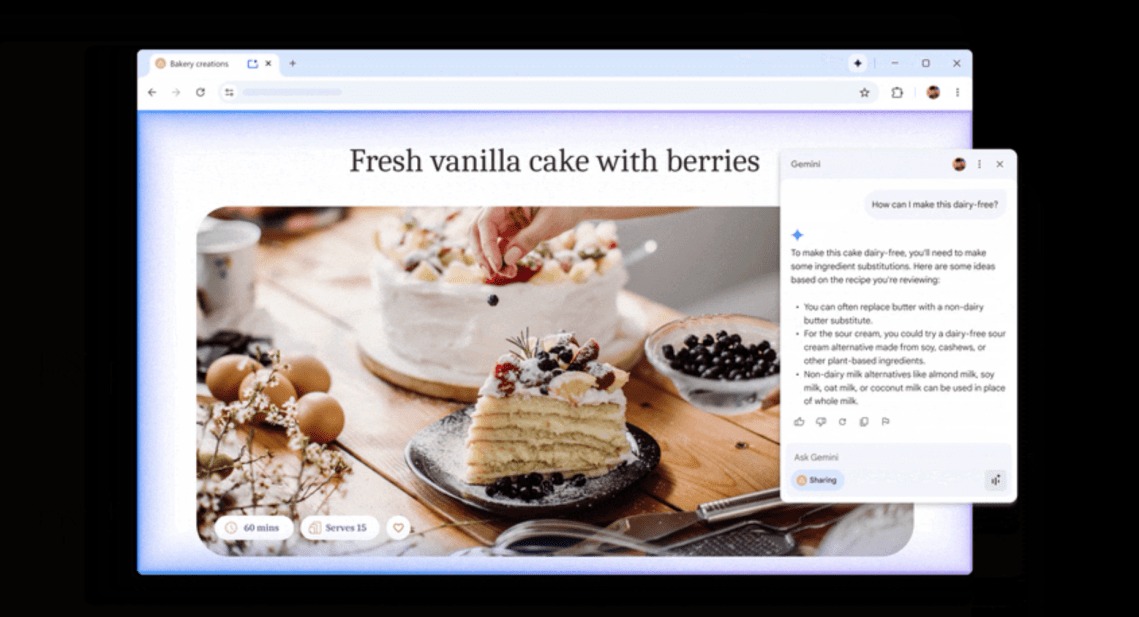 Google integron chatbotin AI Gemini në shfletuesin Chrome