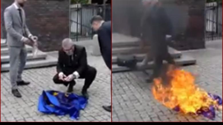 “Këtu është Poloni, jo Bruksel”/ Eurodeputeti polak Grzegorz Braun djeg flamurin e Bashkimit Evropian (Video)