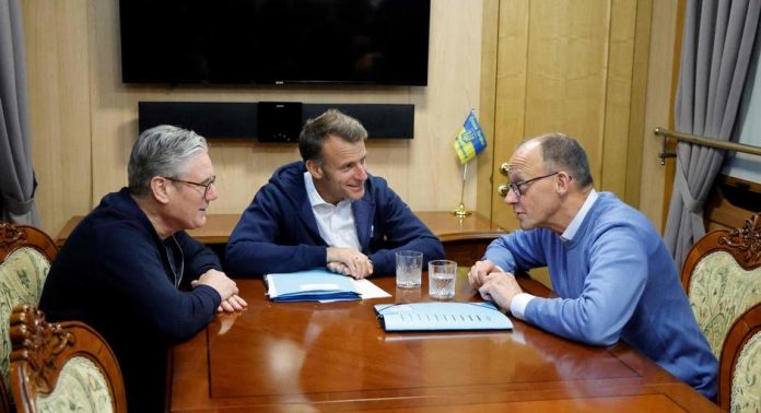 Merz, Macron dhe Starmer mbërrijnë në Kiev për të nxitur armëpushimin 30-ditor
