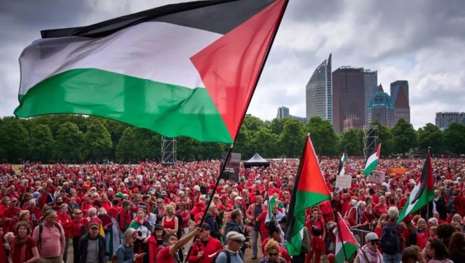 Protestë në Hagë për Gazën: Qeveria holandeze të reagojë! Ndalni fushatën e Izraelit