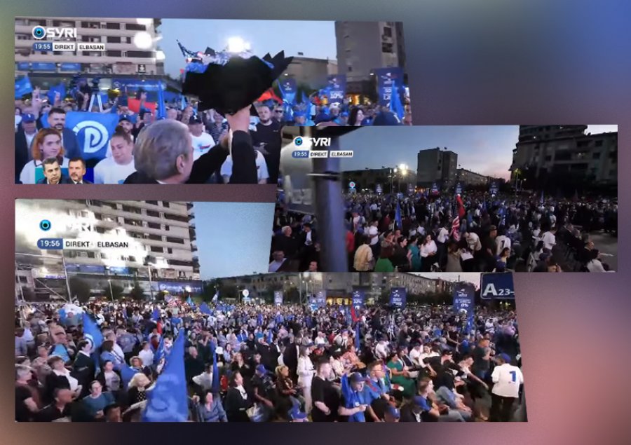 Takimi përmbyllës në Elbasan, dhjetëra mijëra qytetarë derdhen në shesh për të pritur Sali Berishën