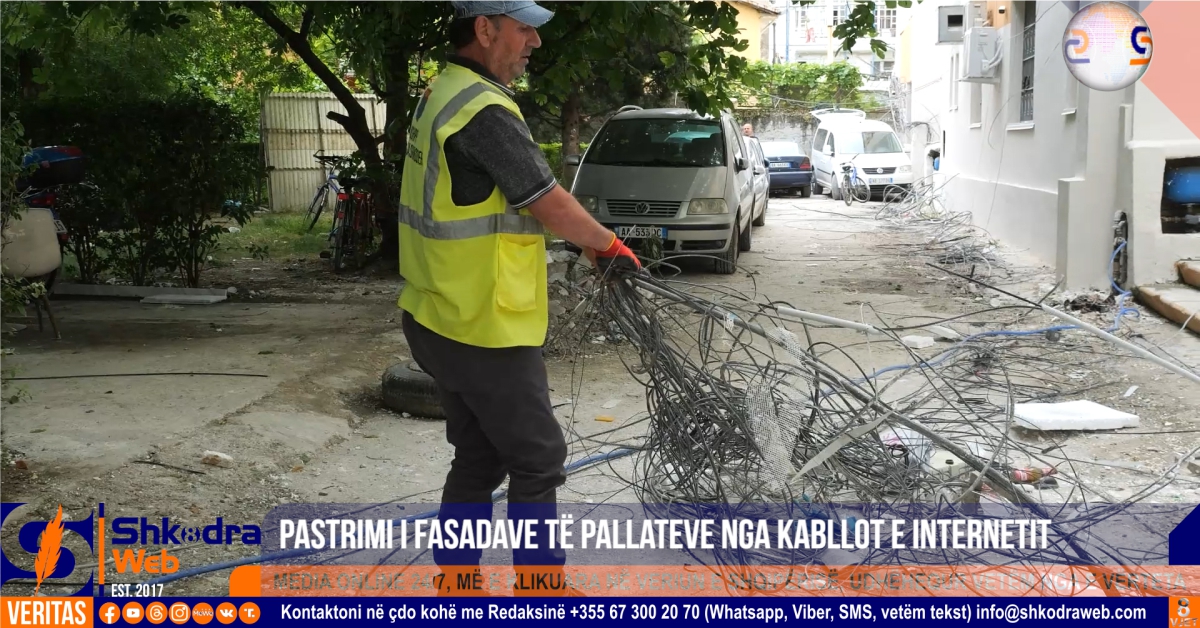 VIDEO – Pastrimi i fasadave të pallateve nga kabllot e internetit vijon, edhe pas 11 muajve ka akoma punë
