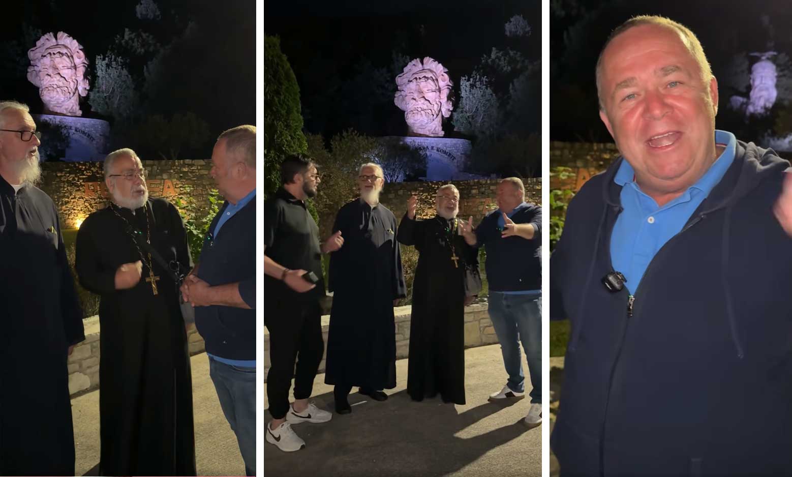 Gjergj Luca me At Xhovanin dhe At Arsenin, dy priftërinj ortodoksë arbëreshë nga Kalabria, mysafirë në Fish City