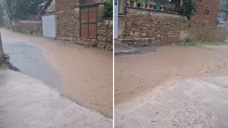 Pogradeci përfshihet nga reshje të dendura shiu, breshër dhe stuhi ere