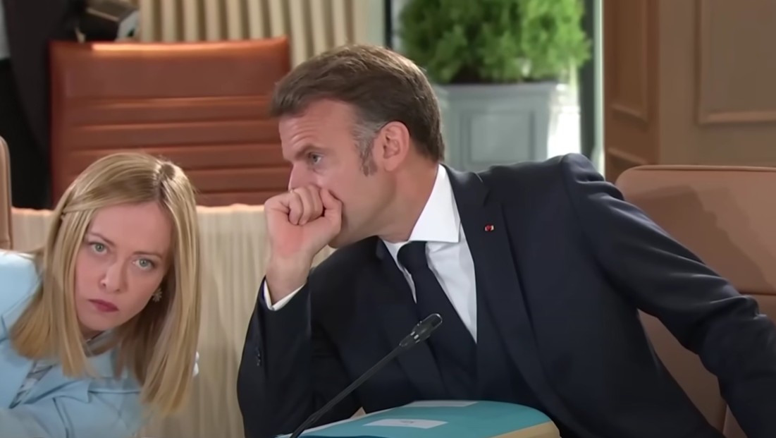 “Thashetheme” në samitin e G7! Macron i pëshpërit diçka në vesh, reagimi i Melonit bëhet viral (VIDEO)