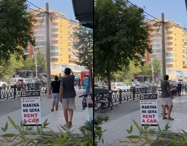 Çudira nga Vlora / Zjarrfikësi i hedh ujë shtyllës elektrike që bënte masë, habiten edhe turistët e huaj (VIDEO)