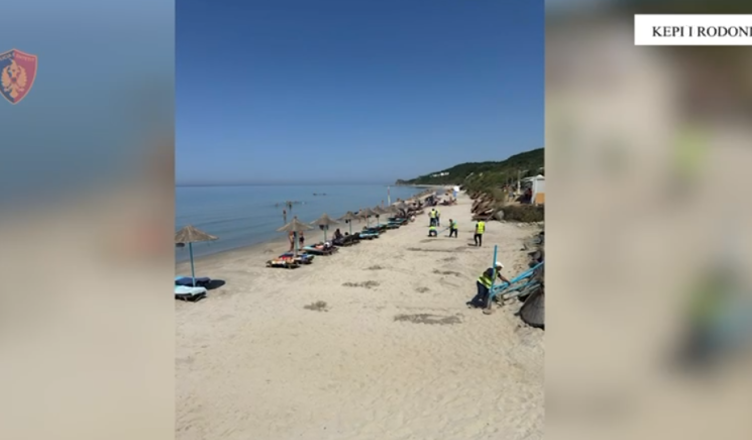 Lirohen hapësira publike në Kepin e Rodonit, sekuestrohen 85 çadra e shezlongë, procedohet një shtetas
