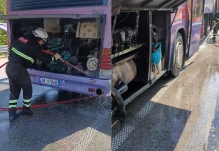 Merr flakë autobusi pranë tunelit të Skërficës, pasagjerët arrijnë të dalin në kohë