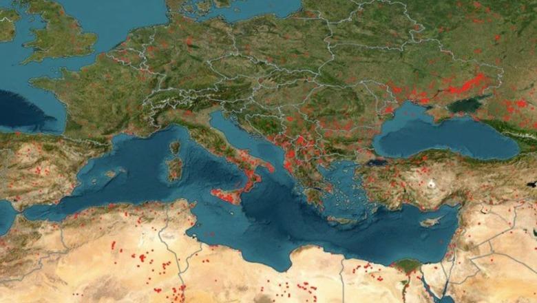 NASA publikon imazhet satelitore/ I gjithë Mesdheu po digjet, ndër vendet ‘në luftë’ me flakët edhe Shqipëria