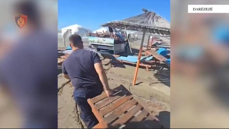 Plazhi i Darëzezës “pastrohet” nga zaptuesit/ Policia sekuestron 90 çadra e shezlongë