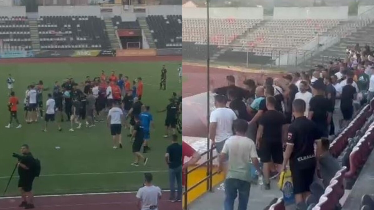 Shishe në fushë dhe përplasje fizike, miqësorja mes Elbasanit dhe Pogradecit përfundon me sherr masiv