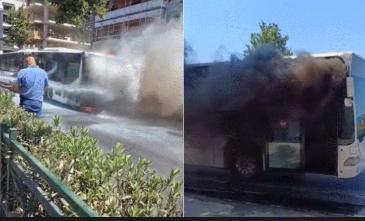 Urbani i Kamzës merr flakë në ecje në ‘Bulevardin Blu’, s’ka të lënduar! Pasagjerët dhe shoferi dolën në kohë