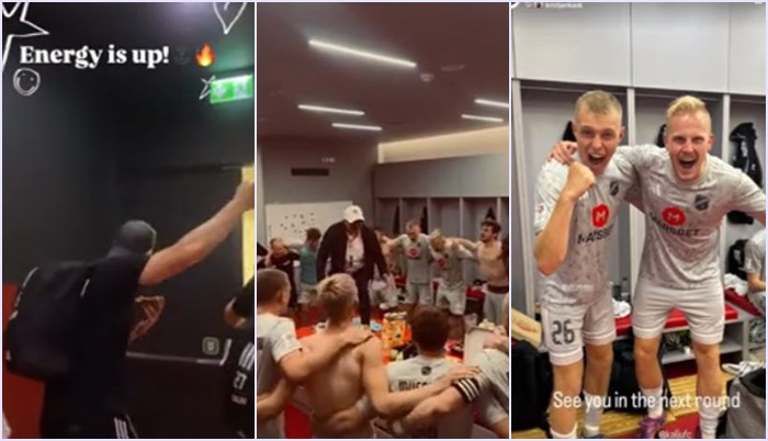 VIDEO/ Eleminuan Partizanin, estonezët e “djegin” në “Air Albania”, festë e madhe në dhomat e zhveshjes