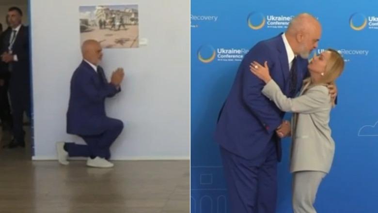 Videolajm/ Rama i ulet në gjunjë sërish Giorgia Melonit në konferencën për Ukrainën në Romë