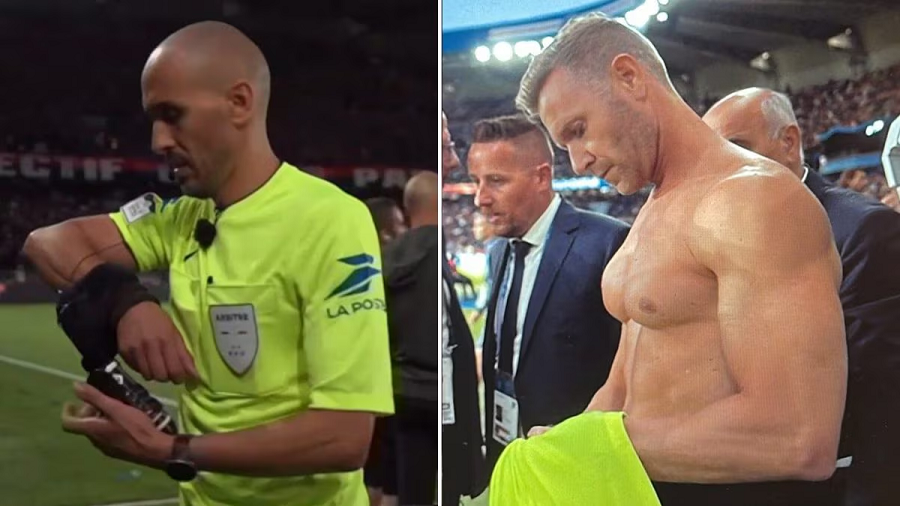 E pabesueshme në PSG-Angers. Dëmtohet arbitri kryesor, zëvendësohet nga një “bodybuilder”