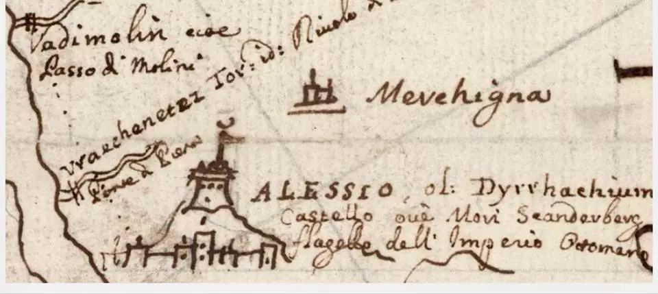 Harta e rrallë italiane e shekullit XVII që shfaq rajonin e Lezhës