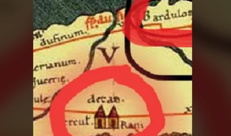 Harta romake, ku pretendohet se ishte 100% ilire pasi përmbante shkronjën Ç