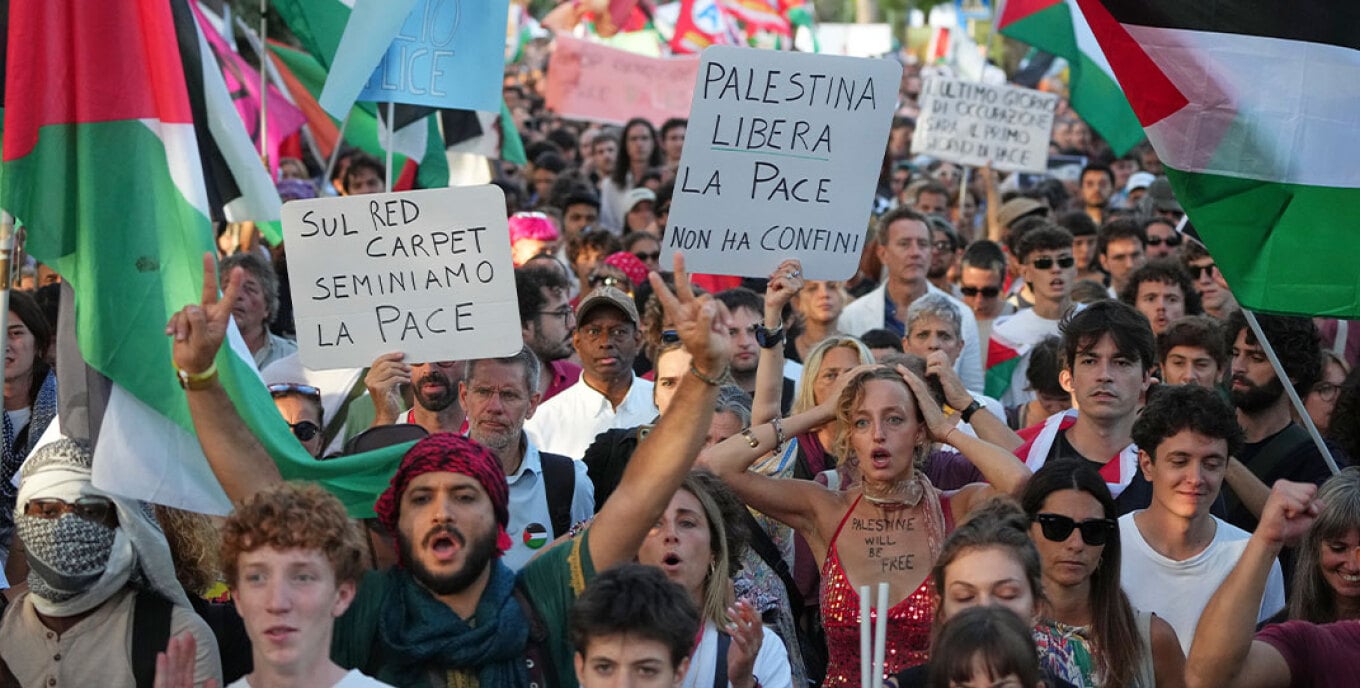 Mijëra protestues denoncojnë luftën në Gaza në Festivalin e 82-të të Filmit në Venecia