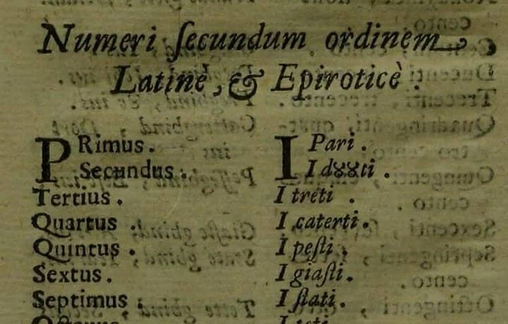 Numrat në “Fjalorin latinisht-shqip” (Dictionarum latino-epiroticum) të Frang Bardhit shkruar më 1635