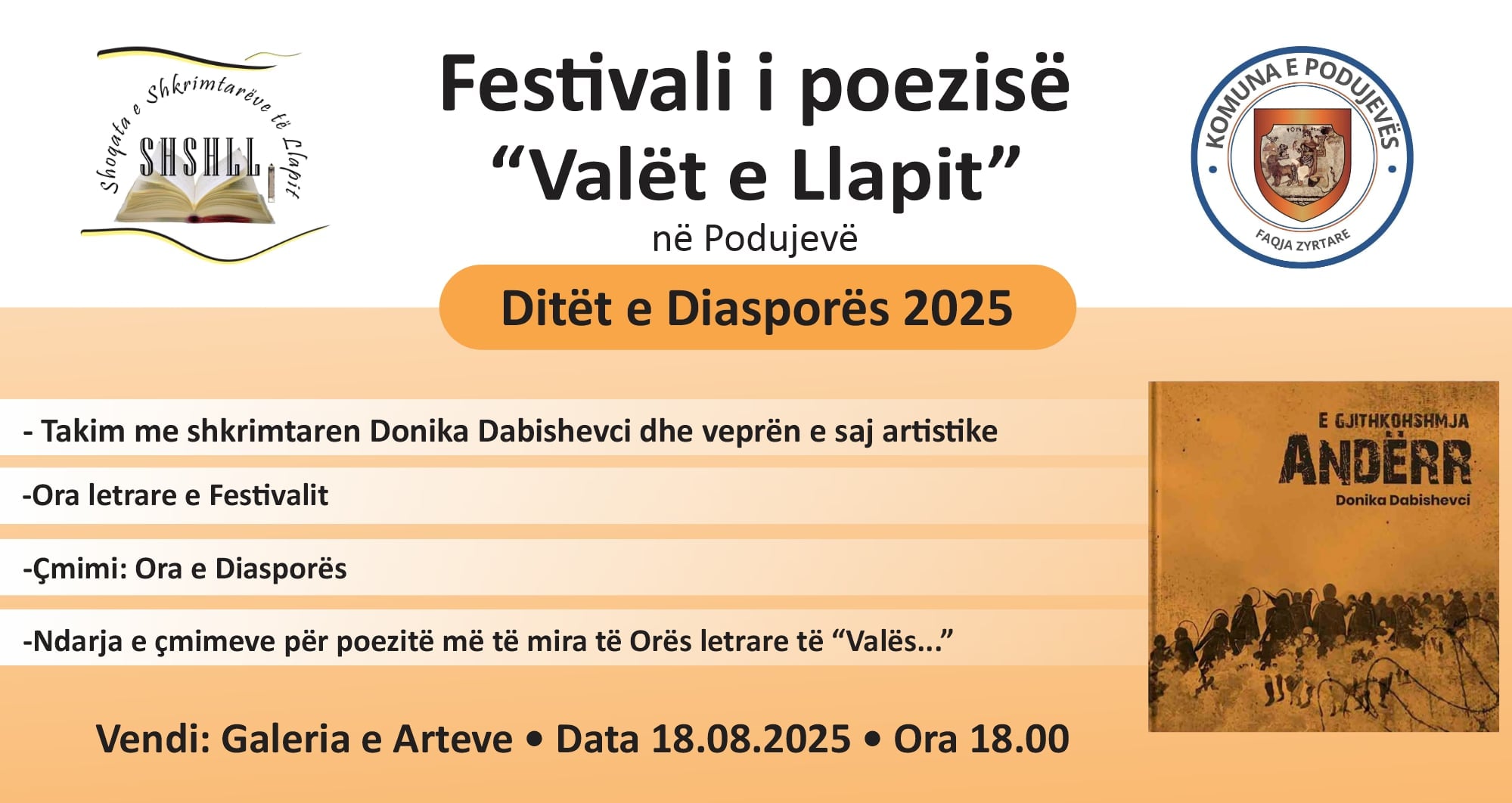 Podujevë/ Të hënën mbahet Festivali i Poezisë “Valët e Llapit”