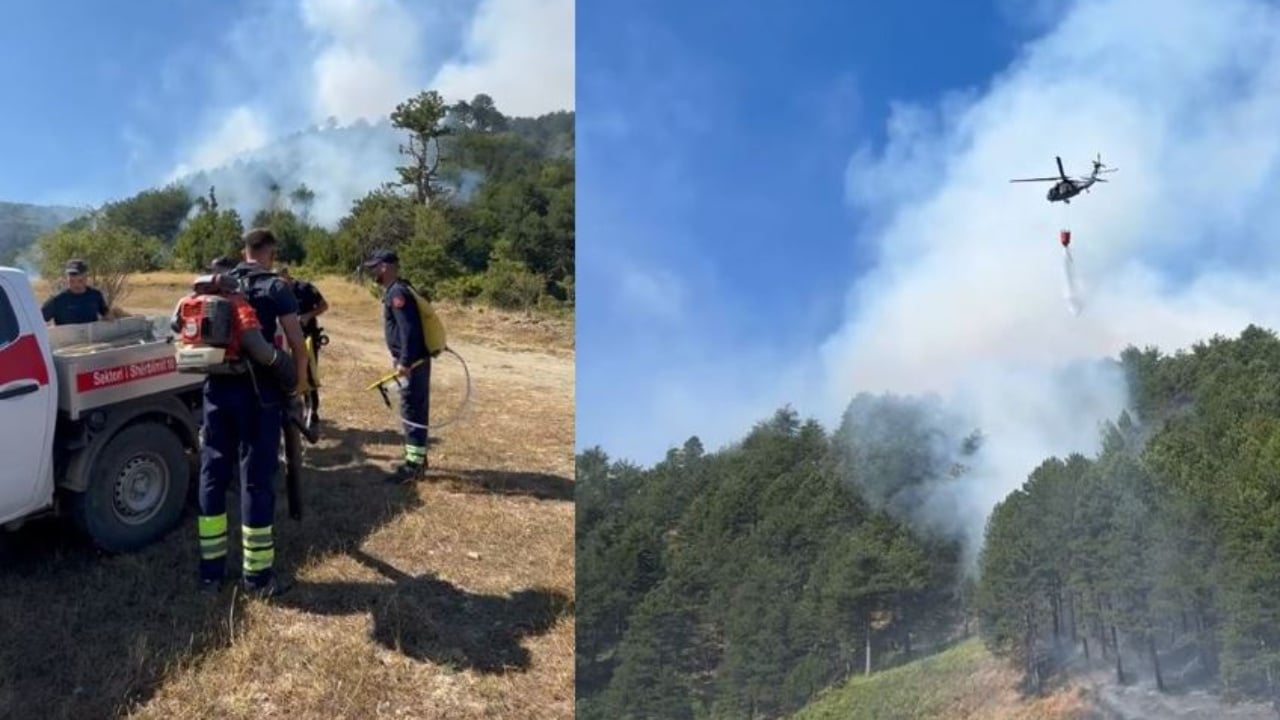 Situatë emergjente në pyjet e Gramshit, terreni i thepisur vështirëson vënien nën kontroll të flakëve