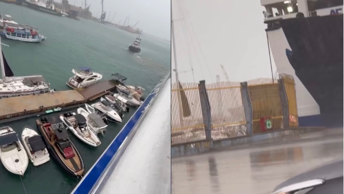 Stuhia në Durrës/ Trageti këput litarët, hekurat bien mbi anijet e tjera (VIDEO)