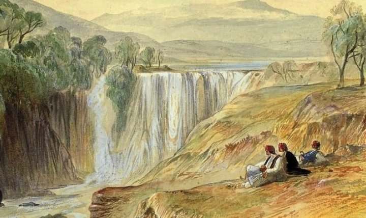“Ujëvarat e Kalamait, Shqipëri” nga Edward Lear (1851)