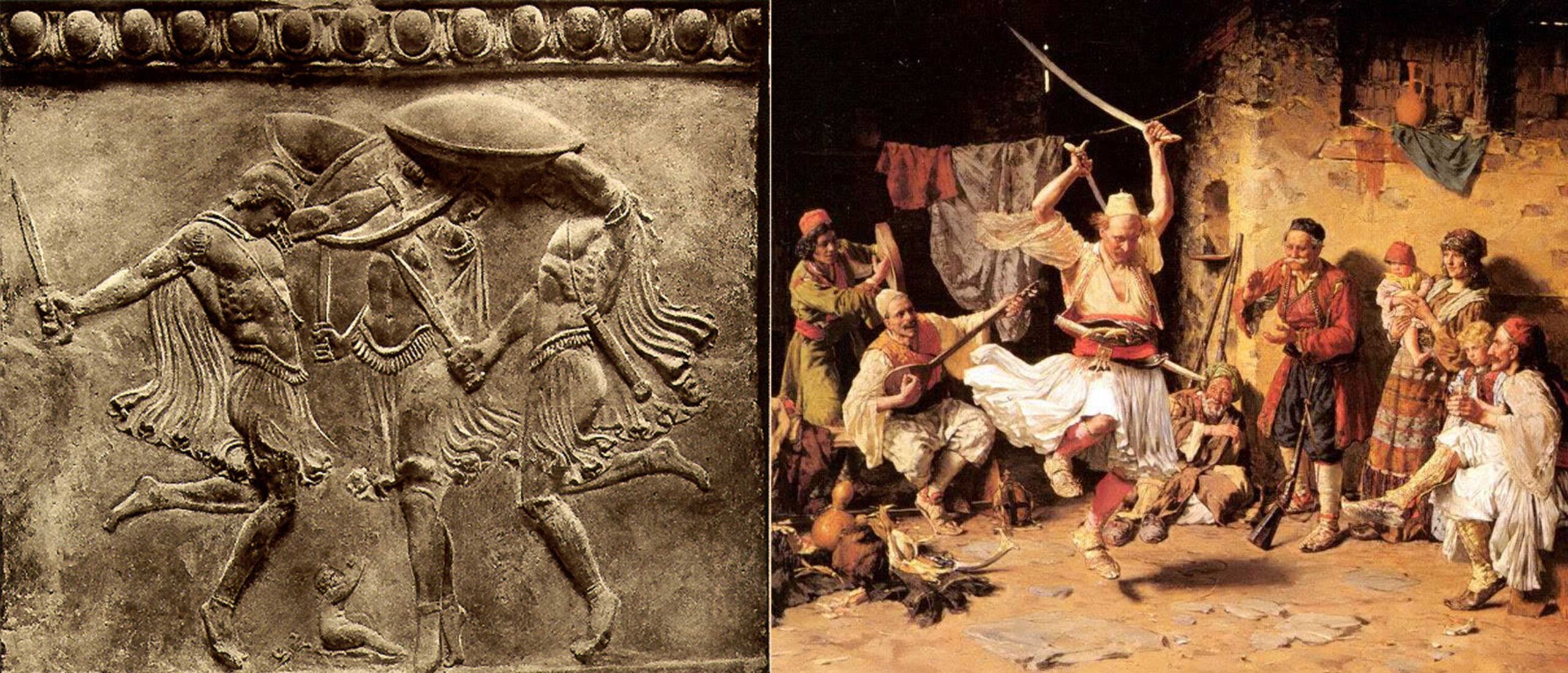 “Vallja e Kuretëve”, “Vallja e Shpatave” nga relievi i vitit 100 pas Krishtit nw tablonë e kroatit Paja Jovanoviç