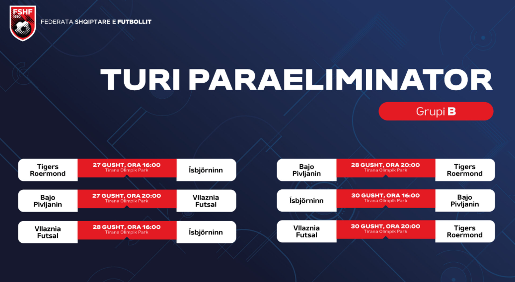 Vllaznia nis nesër rrugëtimin në Futsal Champions League, ndeshjet e Grupit B zhvillohen në Tiranë, në Parkun Olimpik