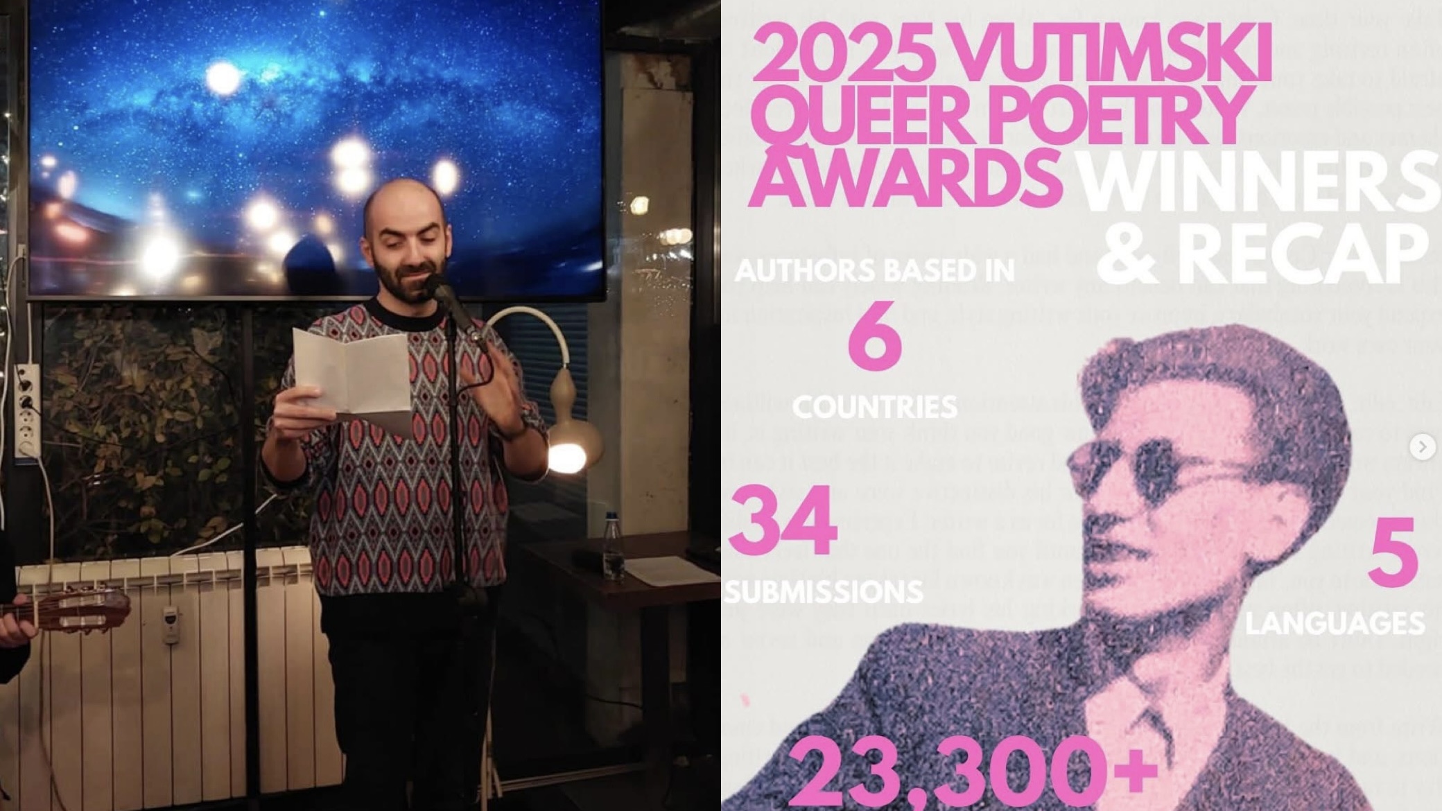 Arbër Selmani nderohet me çmimin ‘Vutismski Queer 2025’ për poezinë ‘Fëmija im dhe i Carlos’