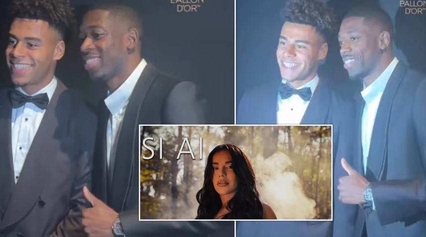 Doue dhe Dembele në tapetin e kuq të ”Topit të Artë” me hitin e Taynës ”Si Ai”