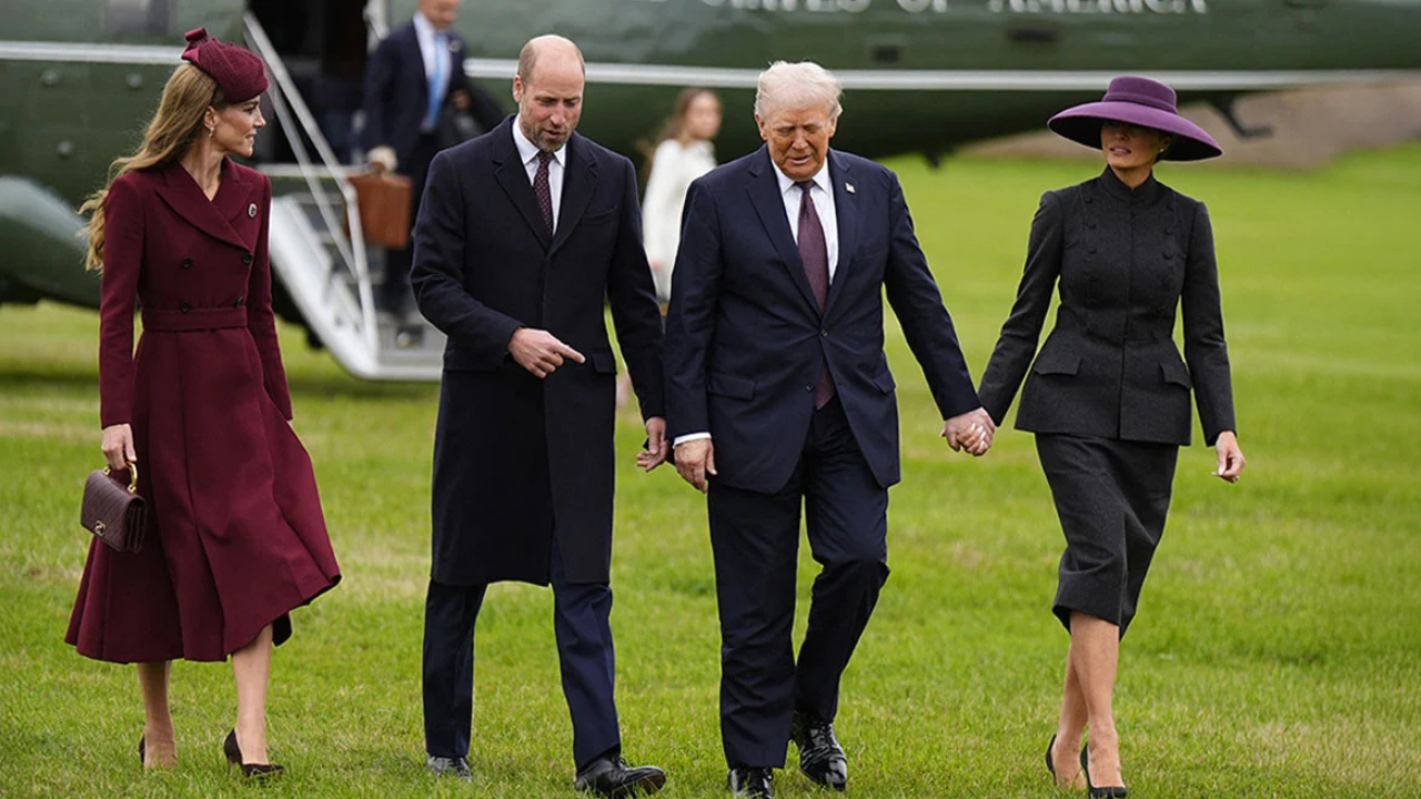 FOTOT/ Trump i shoqëruar nga Melania shkojnë me helikopter në takimin me Mbretin Charles III