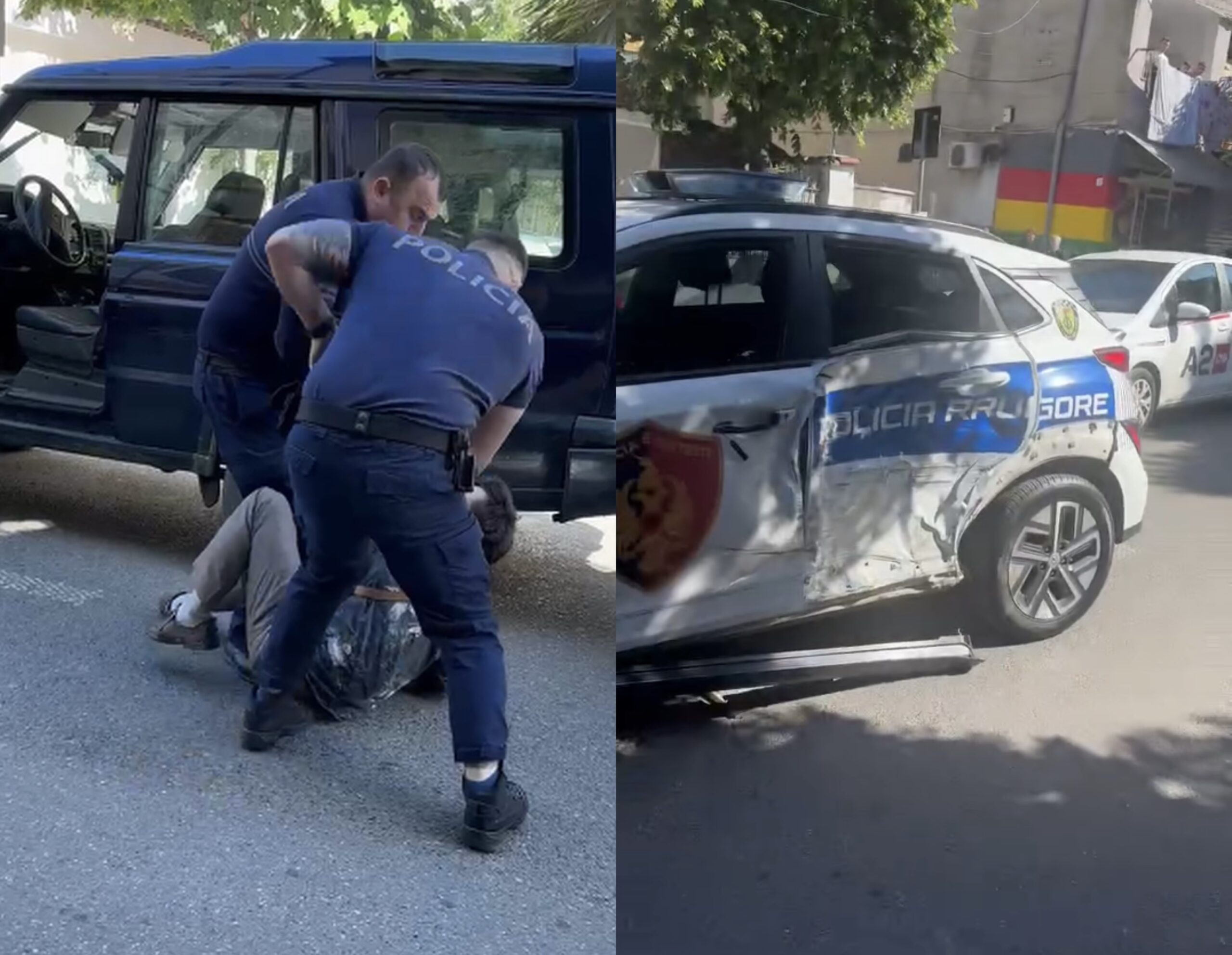 I kërkojnë të ndalet, 20-vjeçari merr përpara makinën e policisë duke e përplasur