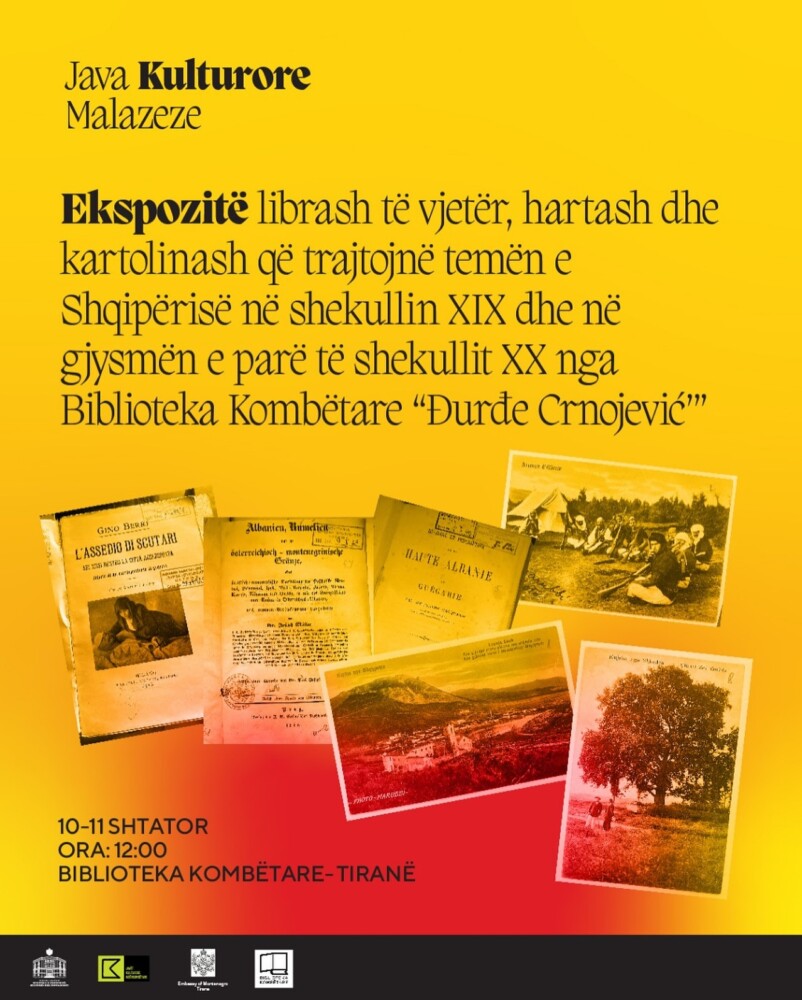 Java Kulturore Malazeze, një ekspozitë me libra të vjetër, harta e kartolina që trajtojnë temën e Shqipërisë