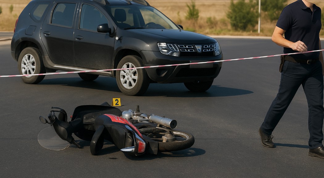 Nuk frenoi në kohë, 69-vjeçari me motor përfundon në spital i plagosur në hundë