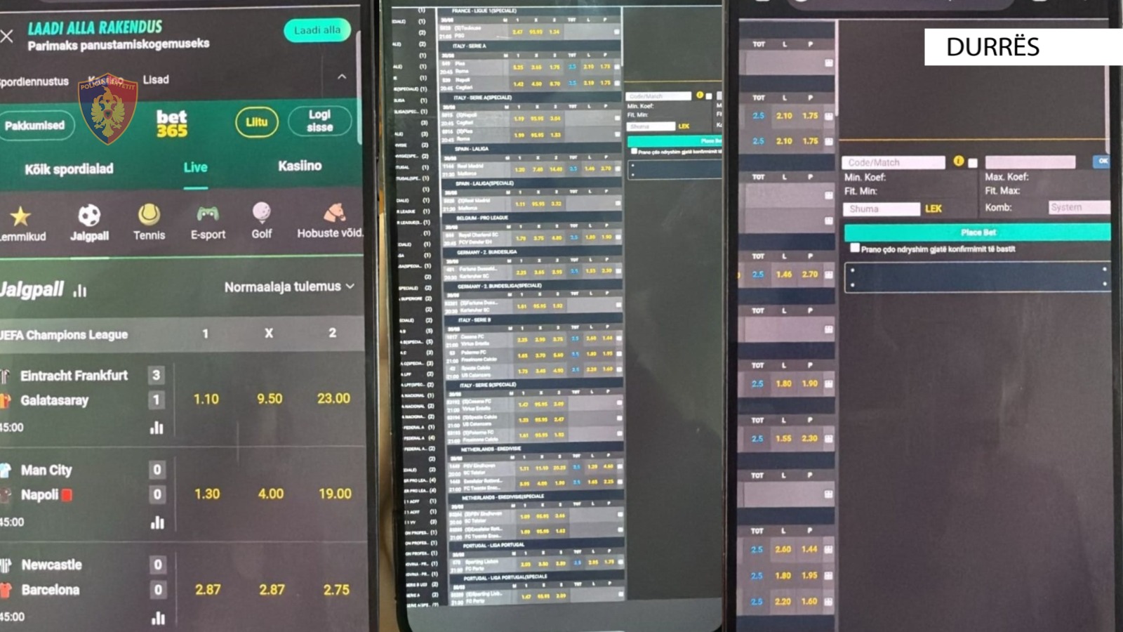 Vendosnin baste sportive përmes telefonave, arrestohet 37-vjeçari në Durrës! Vihen nën hetim tre persona të tjerë