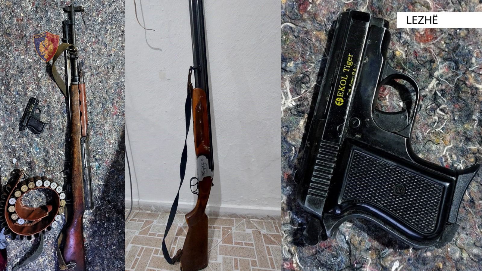 “Befasia” në Lezhë sekuestron 2 armë zjarri, 1 armë gjahu dhe municion luftarak, 35-vjeçari vihet në pranga