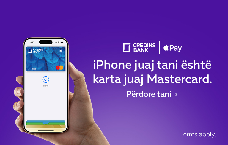 Credins Bank sjell Apple Pay për mbajtësit e kartave Mastercard në Shqipëri