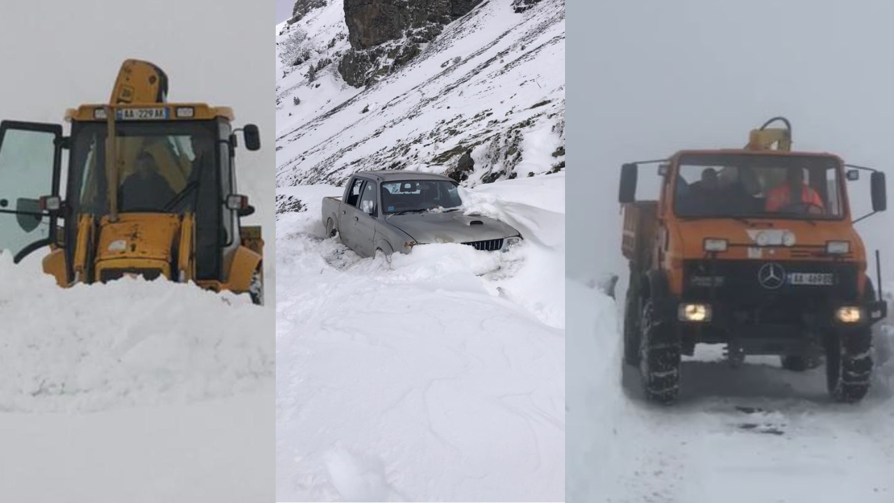 Disa persona mbetën të bllokuar në Bjeshkës e Javorrit/ Trashësia e dëborës deri në 1 metër, hapet rruga nga punonjësit e Bashkisë Tropojë