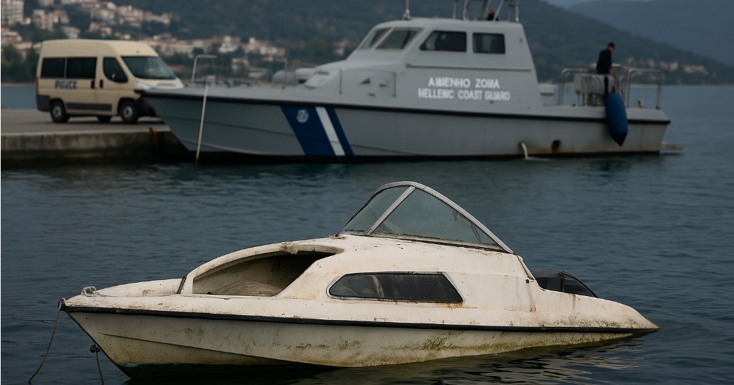 Igumenicë: Varka shqiptare gjysmë e fundosur zbulohet e mbushur me drogë