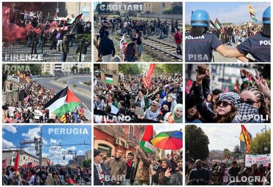 Mbi 2 milionë protestues në 100 sheshe të Italisë për Gazën, përplasje të forta me policinë